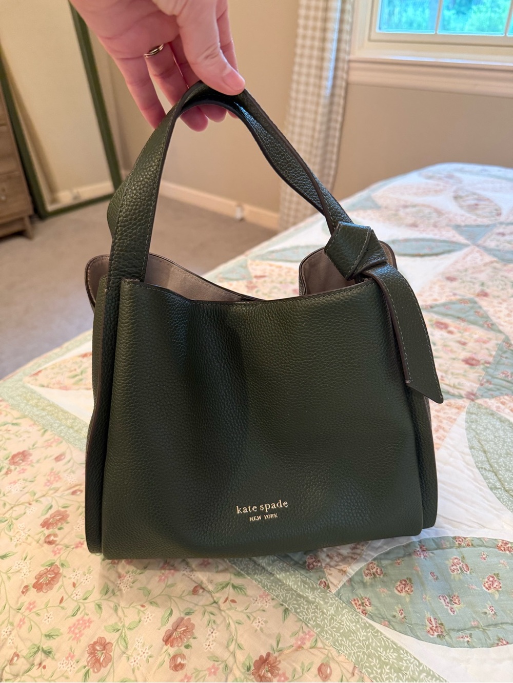 kate spade Dark Green Pebbled Leather Shoulder Bag